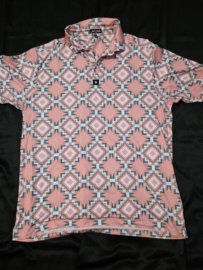 Bad Birdie Aztec Geo Print Golf Polo Shirt